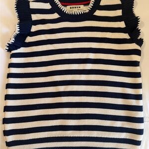 Boden Navy and White Striped women’s top